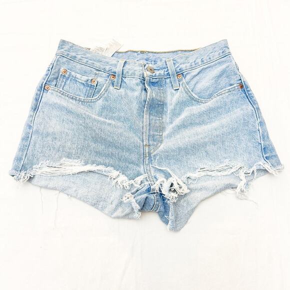 Levi's 501 Button Fly Denim Jeans Cutoff Raw Hem Size 28 - Picture 1 of 6